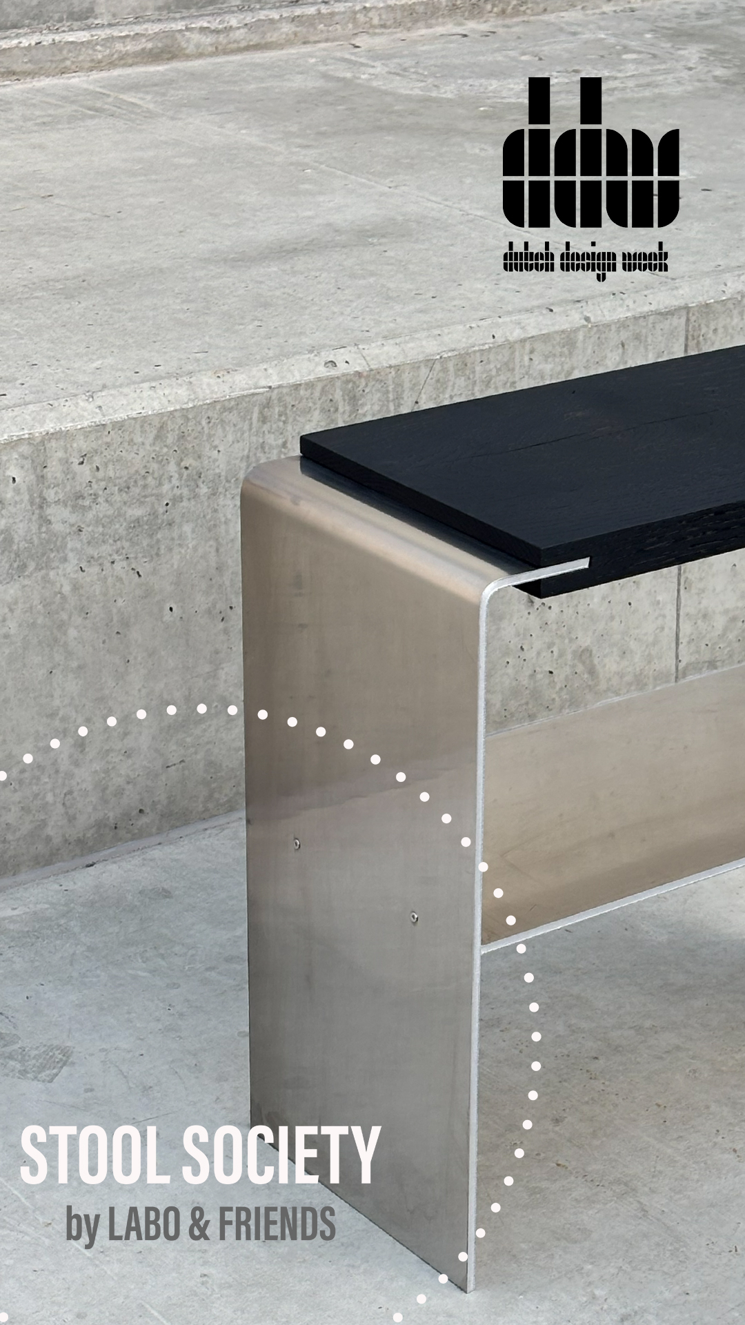 ROLF oak and aluminium stool — detail 4