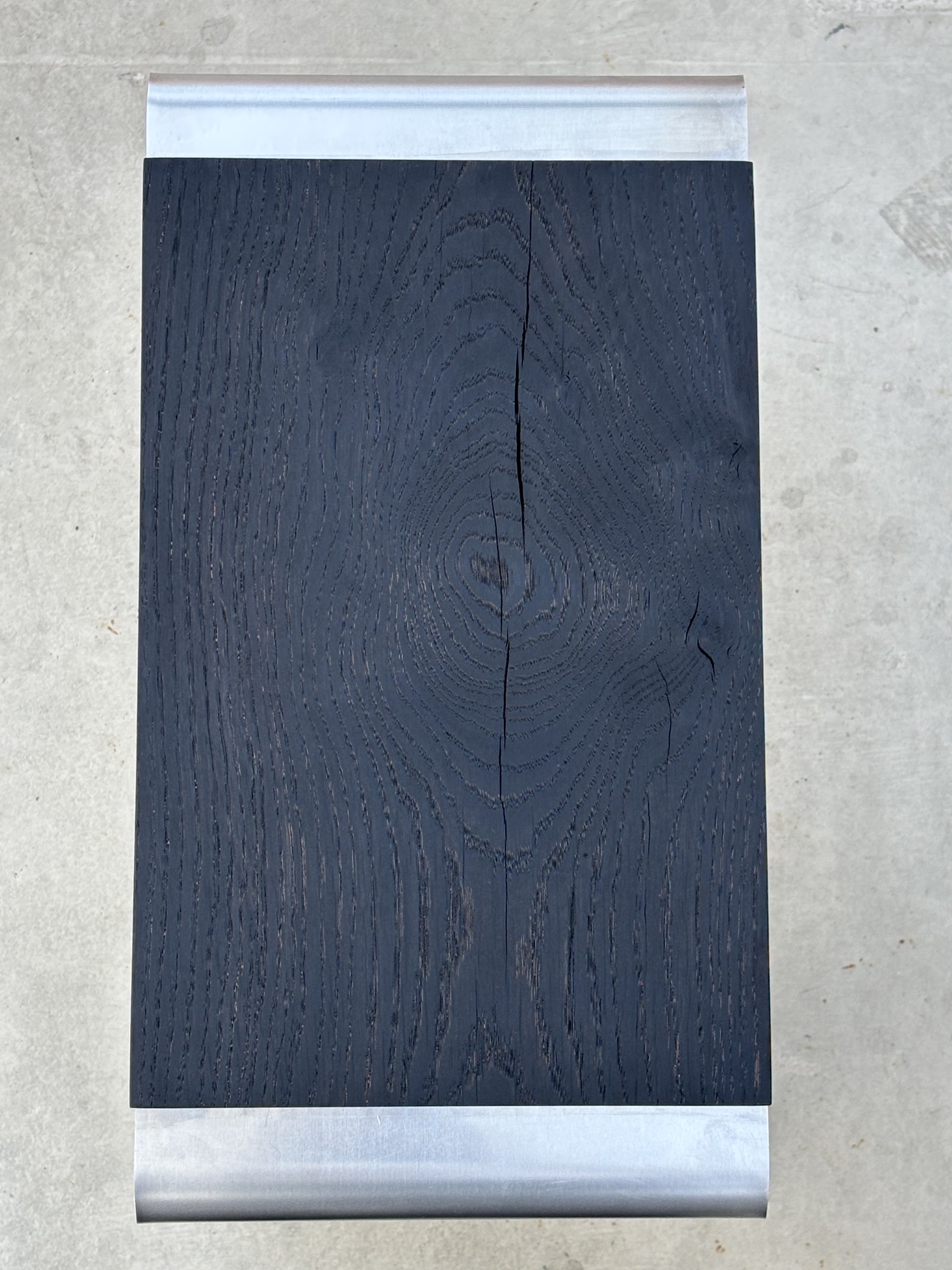 ROLF oak and aluminium stool — detail 3